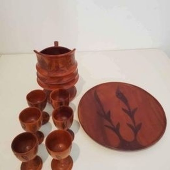 Wooden Pitcher Goblets Set - Picture 3 of 7